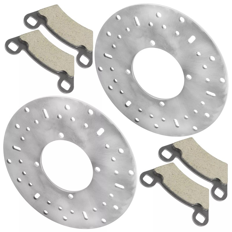 Caltric 2 Front Brake Disc Rotor And Pads for Polaris