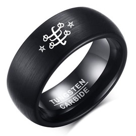 Zosing 8MM Tungsten Carbide Ring Comfort Fit Band The Bahai Faith Ring Comfort Fit Ringstone Symbol, Metal, No Gemstone
