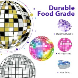 60Pcs Disco Paper Plates 7" Colorful Silver Disco Ball Heavy Duty Plates