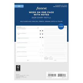 Filofax 26-68509 Personal Organizer Refill, Starts January 2026, A5 Weekly Cotton Cream