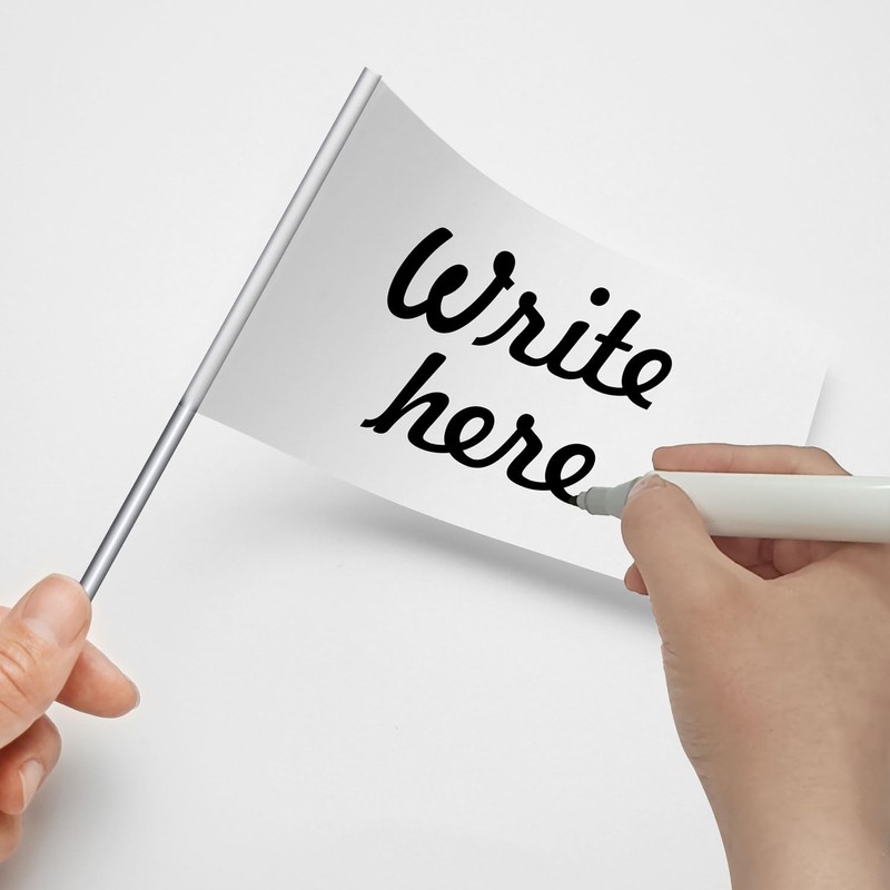 Zozen 50Pack White Marking Flags, Writable | 15x4x5 Inch, Yard