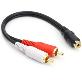 JSJ RCA Female to 2 RCA Male Y-Cable Stereo Audio Cable with OFC Conductor Dual Shielding Gold Plated Metal Shell Flexible PVC Jacket (0.2M/0.5FT)