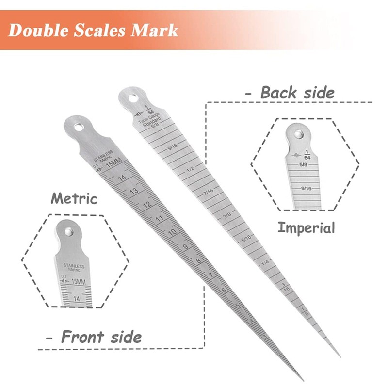 Taper Gage, 1-15mm Stainless Steel Taper Welding Gauge Inch &