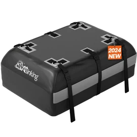 Asinking Car Rooftop Cargo Carrier Bag - 100% Waterproof Heavy Duty Car Roof Luggage Carrier 15 Cubic Feet, Fits All Vehicles with/Without Roof Rack - Easy Install & Triply Reinforced for Secure Use