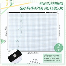 Humyoun 2 Pcs 22 x 17'' Large Engineering Paper Pad 4" x 4" Graph Paper Pad for Blueprint Drawings Drafting Paper Sketching Engineering Pad for Engineer Architect Designer Mathematician (Blue White)