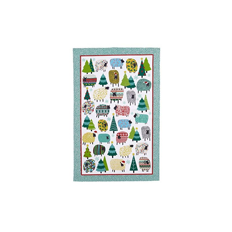 Ulster Weaver Christmas Polka Dot Sheep Cotton Tea Towel, Multi-Colour