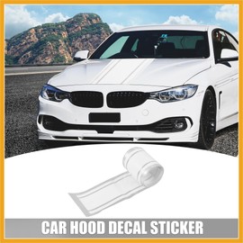 Partuto 1.97"x70.87" Car Hood Stripe Pattern Sticker Exterior Decal White Replacement
