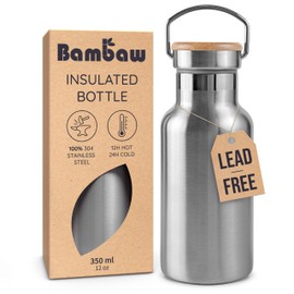 Insulated Water Bottle | Stainless Steel Water Bottle 350 ml | Eco Friendly Reusable Bottle | Leakproof and Plastic Metal Water Bottle| Keeps Hot and Cold Drinks | Eco Water Bottle | Bambaw