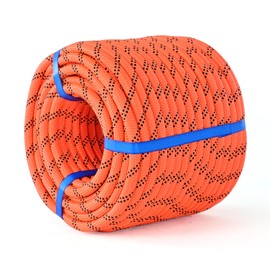 Double Braid Arborist Rope,1/2 in x 150 ft Arborist Rigging Polyester Rope,50 Strand Rope Swing for Tree Bull Rope for Outdoor, Tree Work, Swing, Sailing, Orange/Black