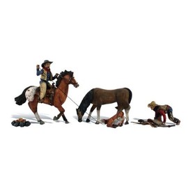 Ridin' & Ropin' (2 Cowboys, 2 Horse & Calf) HO Scale Woodland Scenics by Woodland Scenics