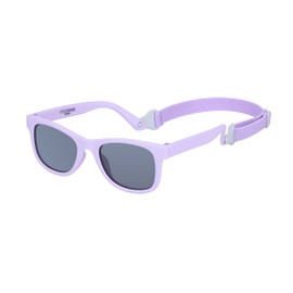 COCOSAND Flexible Polarized Baby Sunglasses with Strap UV Protection for Toddler Infant Newborn Girl Boy Age 0-24 Months, Bright Purple with Grey Lens