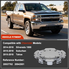 HY-SPEED 1PCS Wheel Center Cap Hubcap Cover Compatible with 2014 2015 2016 2017 2018 Silverado 1500 Suburban Tahoe 14 15 16 17 18#20942001 20937762
