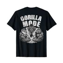 Gorilla Fashion Gym Ape Fitness Coach Swole Monkey on the Back T-Shirt, black