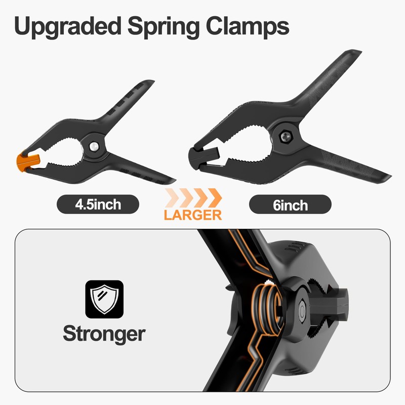 EMART 6 Pack Heavy Duty Muslin Spring Clamps, 6 inch