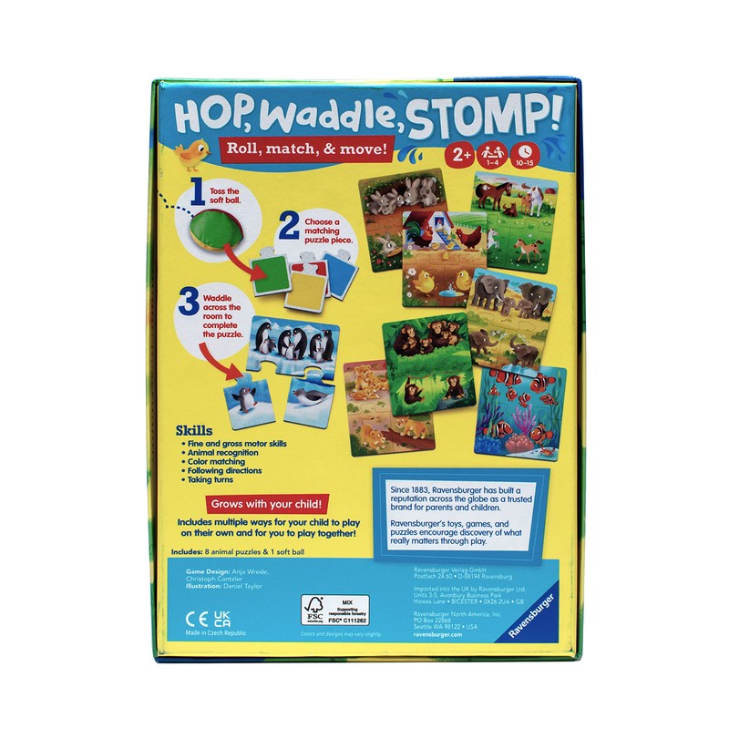 Ravensburger Hop, Waddle, Stomp! - Entertaining Animal Puzzle Game for