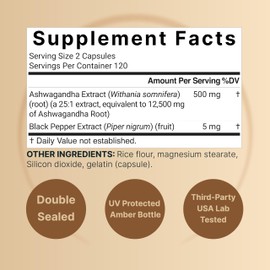 NatureBell Ashwagandha 12,500 mg Equivalent with Black Pepper, 240 Capsules | High Absorption Complex – Extra Strength 25:1 Root Extract – Adaptogens Supplements for Relaxation – Non-GMO