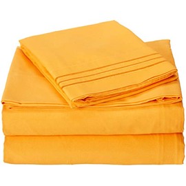 Elegant Comfort 4-Piece Bed Sheet Bedding Set! Luxury Softness 1500 Premier Hotel Quality Wrinkle Free with Deep Pockets, Twin, Flame Orange