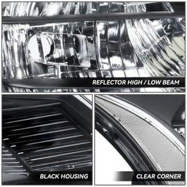 DNA MOTORING HL-OH-FF08-BK-CL1 Pair of Black Housing Clear Reflector Headlights [Compatible with 08-11 Ford Focus Sedan/Coupe]