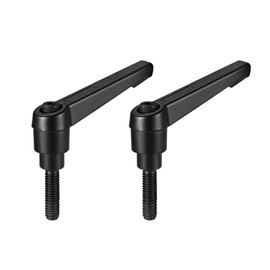 sourcing map M6 x 16mm Handle Adjustable Clamping Lever Thread Push Button Ratchet Male Threaded Stud Knobs Locking Rotating Screw Handles Quick Release Bolt Black 2pcs