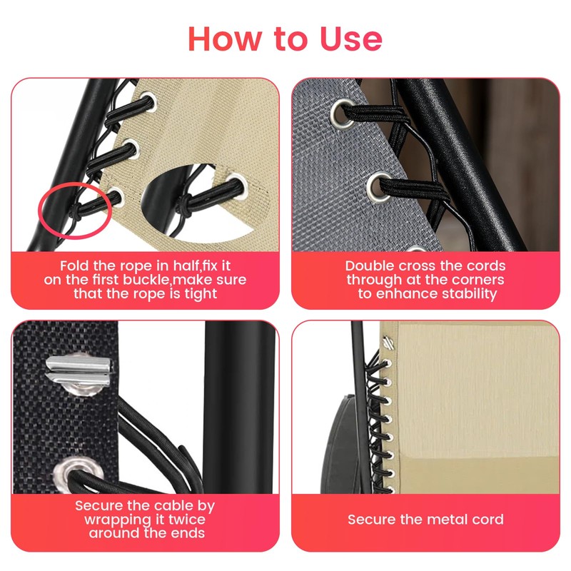 YHTCC 4 Pack Elastic Cord Recliner Chair Cable Replacement Kit