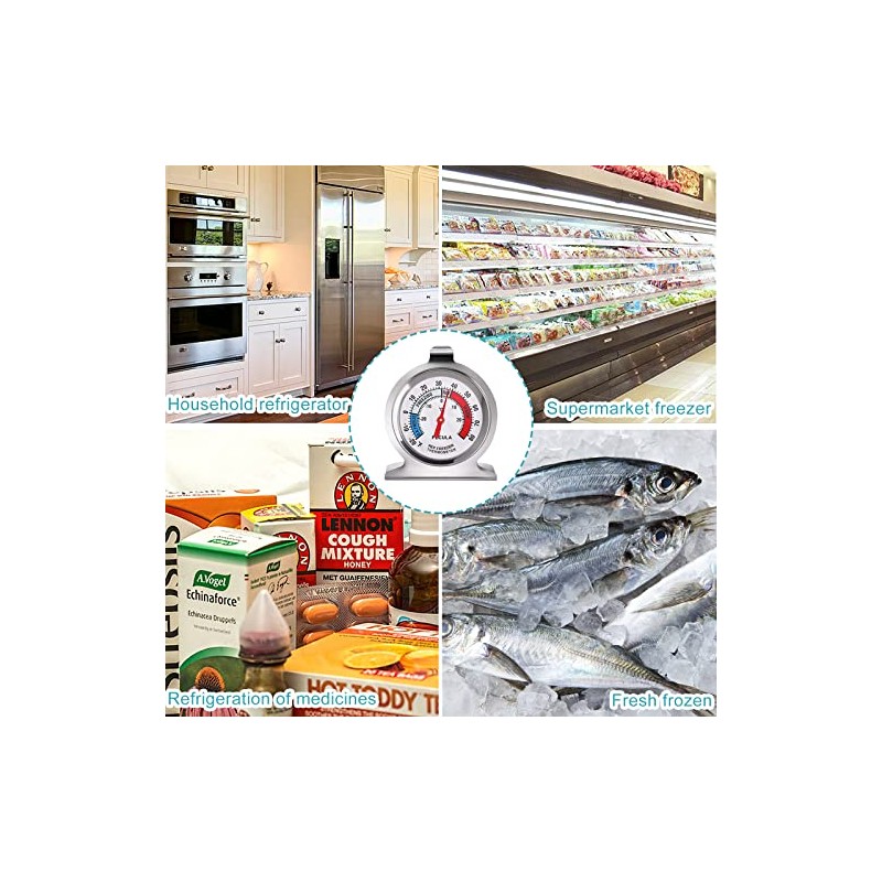 ALIMOTA Termómetro para Refrigerador，Set de 3，Acero Inoxidable (-20 a 80
