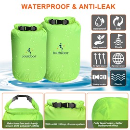 ioutdoor ultra-light Dry Bag, waterproof bag, compression sack 2L, 5L, 10L, 20L, 40L, 70L, waterproof, abrasion resistant, tear resistant for water sports, camping, travel, green, 10l