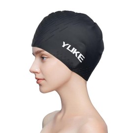 VANOLU Silicone Swim Cap for Long Hair Adults Women Men, Extra Large Waterproof Stretchy Swimming Caps, Durable Tear Resistant Bathing Cap