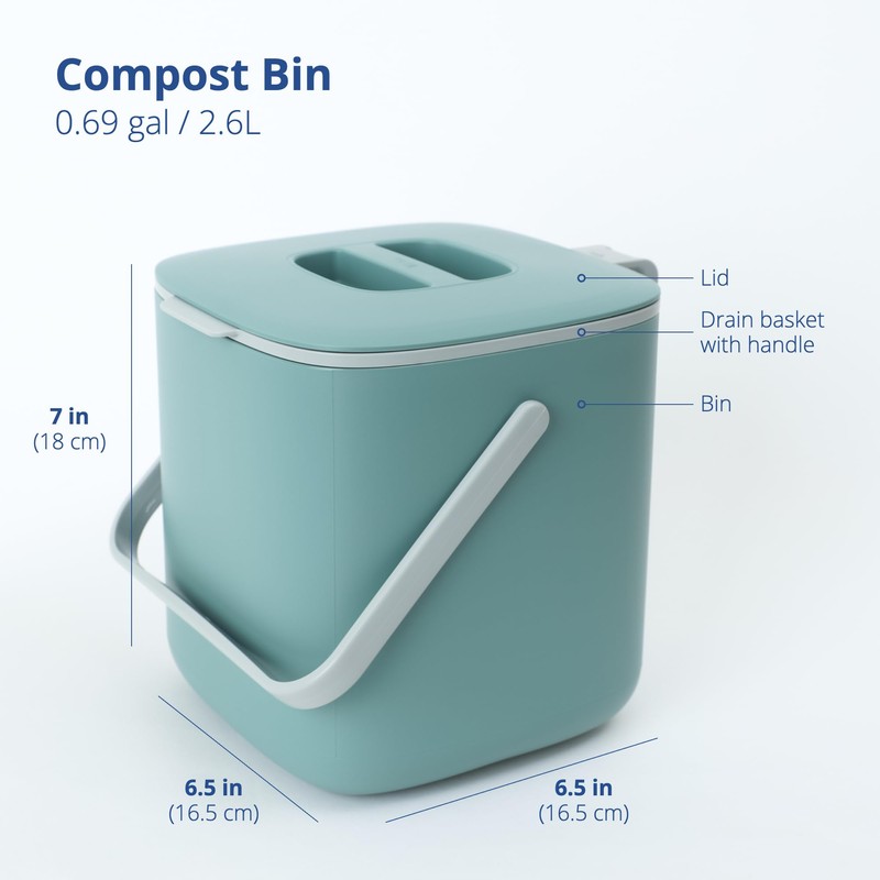 Blue Ginkgo Kitchen Compost Bin [2.6L / 0.69 GAL] –