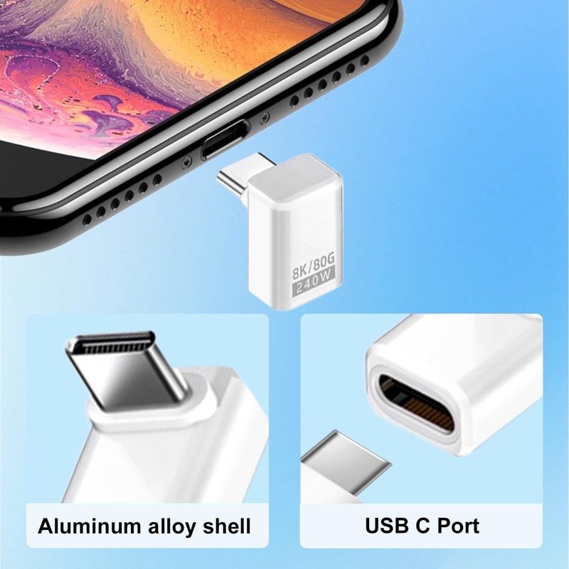 Danfetsoy 90 Degree USB C Adapter 80 Gbps, USB C