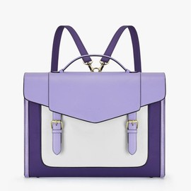 ECOSUSI Backpack for Women Briefcase Messenger Laptop Bag Vegan Leather Satchel Work Bags 15.6 inch Laptops - Color: Light Violet