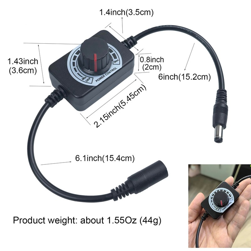 Yogcow DC 12V Knob LED Dimmer Switch, 5-24V 5A Rotary