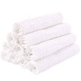 Yoofoss Muslin Squares 10 Pack Muslin Cloths 4 Layer Super Soft and Absorbent Baby Washcloths 100% Cotton 35x50cm White