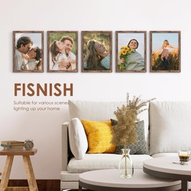 Fisnish A4 Picture Frame 5 Pack, Classic Brown 8.3x11.7 Photo Frame for Horizontal or Vertical Wall Mounting
