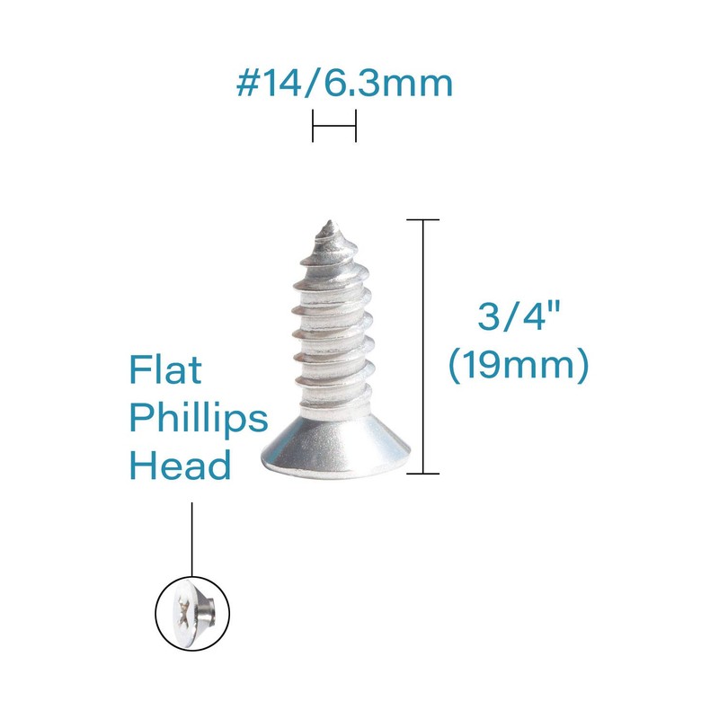IMScrews 50pcs #14 x 3/4" (19mm) Stainless Flat Head Phillips