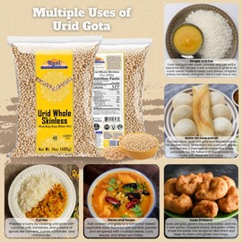 Rani Urid/Urad Gota White (Matpe Beans Skinless) Indian Lentils 14oz (400g) ~ All Natural | Gluten Friendly | NON-GMO | Kosher | Vegan | Indian Origin