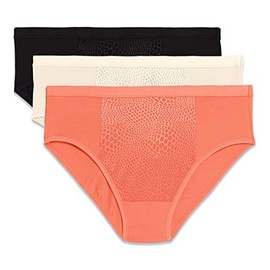 Warner's womens Blissful Benefits Tummy-smoothing Comfort Microfiber 3-pack Ru5023w Hipster Panties, Sugar Coral/Pearled Ivory/Black, Large US