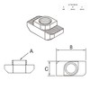 Hammer Nut Slot Nut M8 Slot 8 for Aluminium Profile