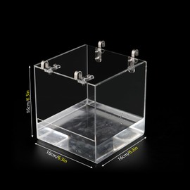 Hanging Cube Bird Bath Cage for Cockatiels Bird Bath for Cage No-Leakage Upgrated Acrylic Clear Bird Bathtub Parrot Parakeets Shower Box Bowl Accessory for Water&Sand Washing,16x16x16cm