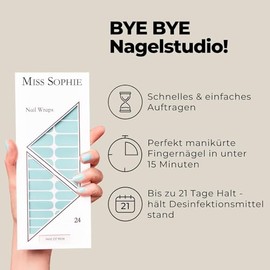 Miss Sophie Nagelfolie - Hint Of Mint - Einfarbig, Grün, Nail Wraps - 24 ultra-dünne selbstklebende langanhaltende Nagelfolien