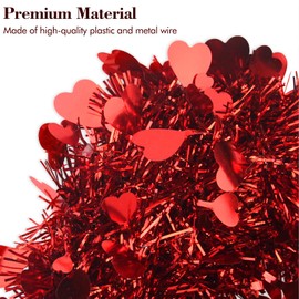 Lunhoo Valentine Red Heart-Shaped Wreaths, Hanging Wreaths Decorations for Wedding Party Valentine's Day Mother Day Front Door Wall Window Décor