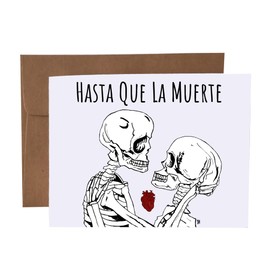 Hasta Que La Muerte Skeletons Spanish Blank Greeting Card With Envelope