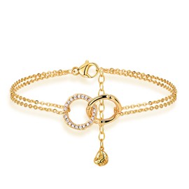 GUEMER Dainty Gold Anklet 14K Gold Filled Hollow Circle Anklet Simple Tiny Cute Summer Beach Boho Anklets for Women foot Jewelry Adjustable