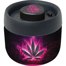 Fujima 4.25in Neon Flame Leaf Dank Tank Vacuum Jar – 400ml Airtight Storage Container