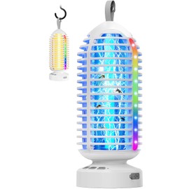 Bug Zapper Outdoor Indoor, Cordless Mosquito Zapper with LED Lights and Marquee Lights, Rechargeable Fly Zapper Outdoor Waterproof for Camping, Patio, Backyard, Garden, Home