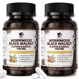 Lukaree 16-in-1 Wormwood Black Walnut Clove Cleanse for Humans Capsules – Natural Gut Detox & Digestive Health with Pumpkin Seeds Garlic Oregano Turmeric, Liposomal Tech 98% Absorption, Vegan 1155mg