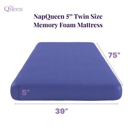 NapQueen 5 Inch, Twin Mattress, Memory Foam Blue Mattress - Medium Feel - CertiPUR-US Certified - Twin Bed Mattress in a Box, Breathable Soft Fabric Cover