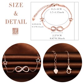 Infinite U Women's girl's bracelet, 925 sterling silver bangle, Infinity Symbol and Cute Star Bracelet, Inlaid zircon, Adjustable, Birthday christmas gift