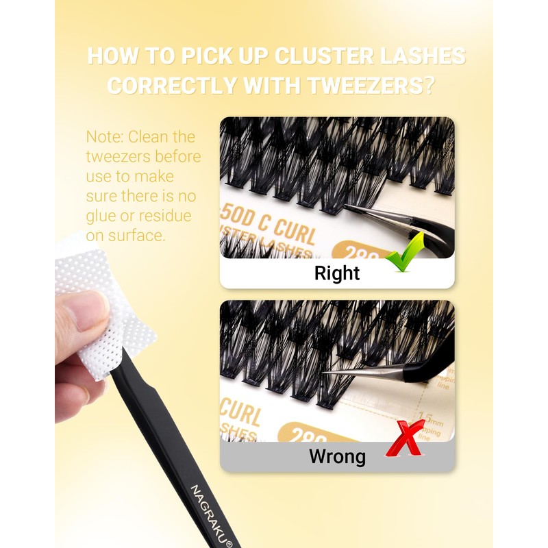 NAGARAKU Individual Eyelash Clusters, 40D, 50D, Mega Volume DIY Set,