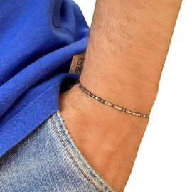 Live Gems | Until We Meet Again Morse Code Bracelet, Black Mens Morse Code Bracelet, Miscarriage Gift for Dad, Boyfriend Gift, Christmas Gift for Husband