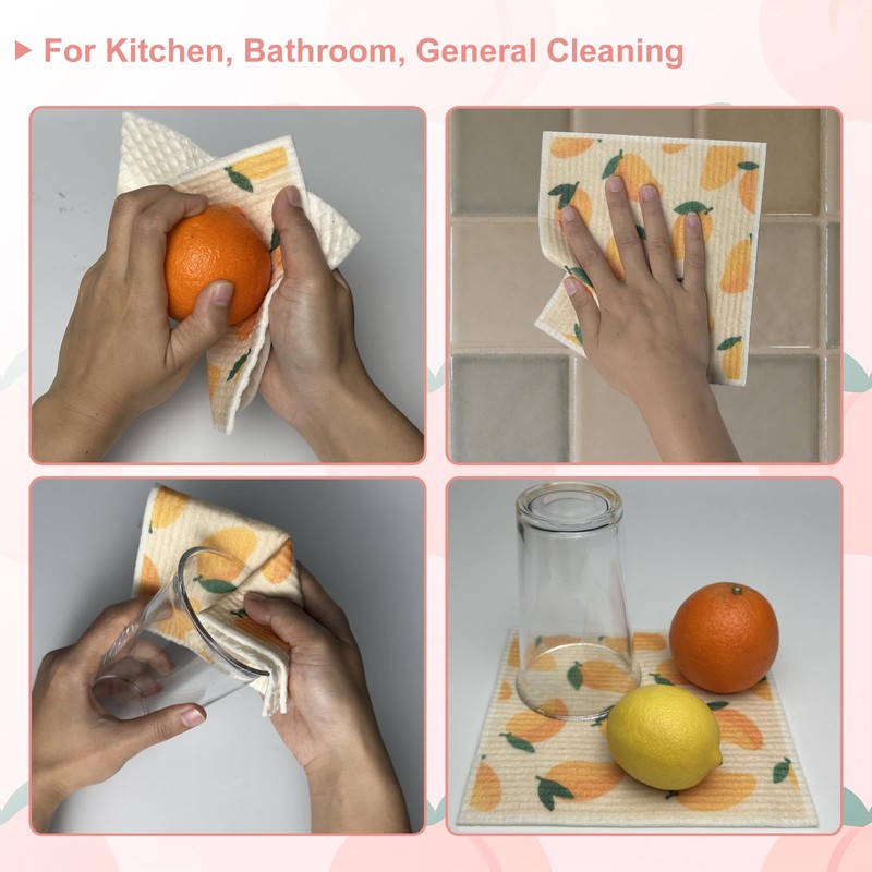RHVQ Swedish Dishcloths 6-Pack, Super Absorbent & Fast-Drying Reusable Dish